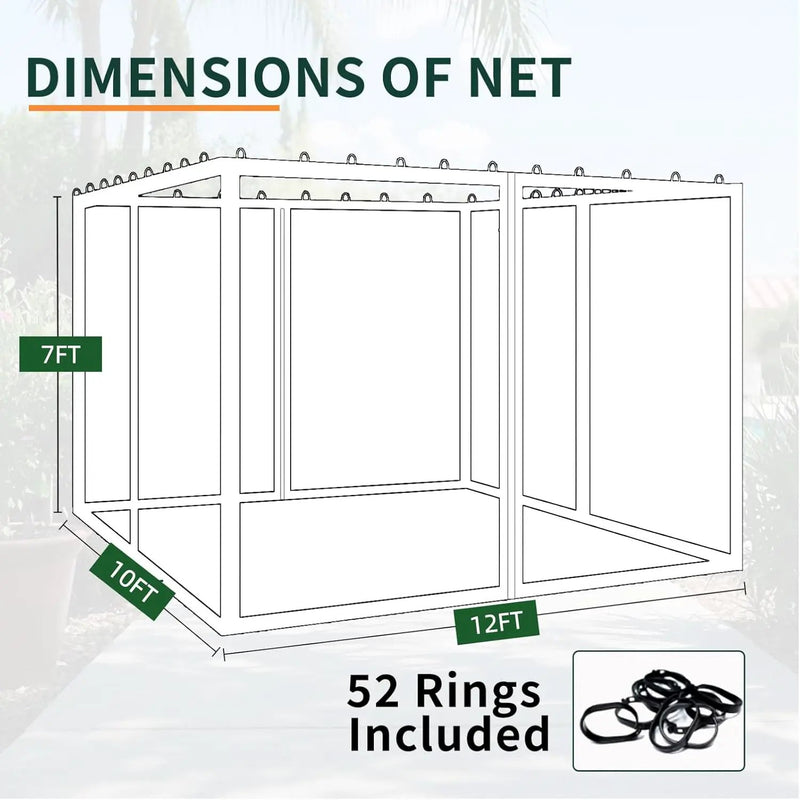 Replacement Gazebo Mosquito Netting 10' x 12',Universal Netting for Canopy Tent,4-Panel with Zipper for Outdoor Patio,Backyard (Mosquito Net Only,Brown) by GreenHaven Gardens