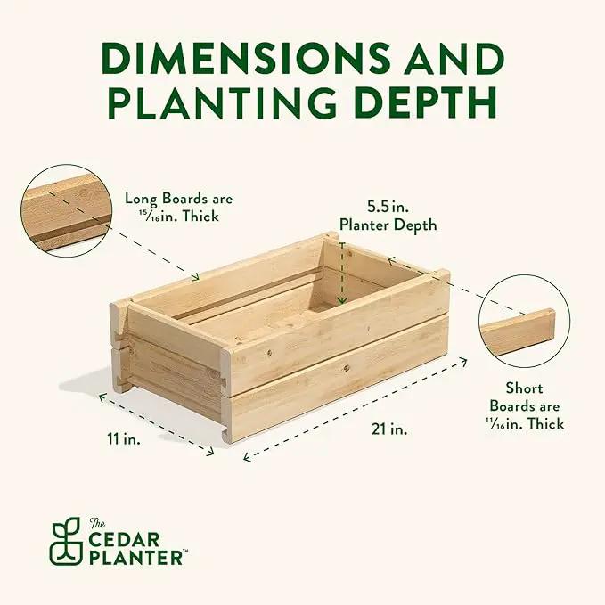 Greenes Fence Cedar Wood Planter Box with Wall Mount Brackets, 21" x 11" x 7" - Made in USA with North American Cedar by GreenHaven Gardens