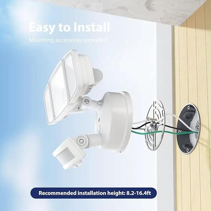 Onforu 3 Pack 65W LED Motion Sensor Outdoor Lights, Security Light Motion Outdoor Flood Light Fixture Detection Detector, 3 Adjustable Heads 6500LM 6500K IP65 Waterproof Exterior Garage Yard (White) by GreenHaven Gardens