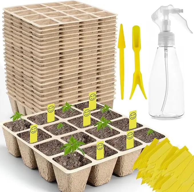 TCBWFY Biodegradable Seedling Trays, 20 Pack, 320 Cells, Ideal for Indoor and Outdoor Planting, Mint, Lavender, Rose by GreenHaven Gardens