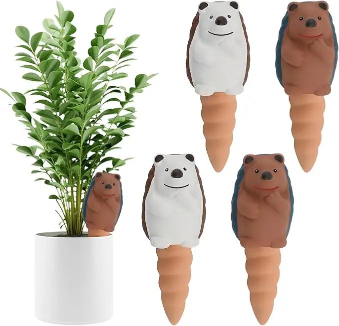 Kalolary 4Pcs Plant Watering Globes, Hedgehog Shape Self Watering Spikes Terracotta Drip Water Stakes Irrigation Watering Bulbs for Pot, Indoor, Outdoor, Vacation by GreenHaven Gardens