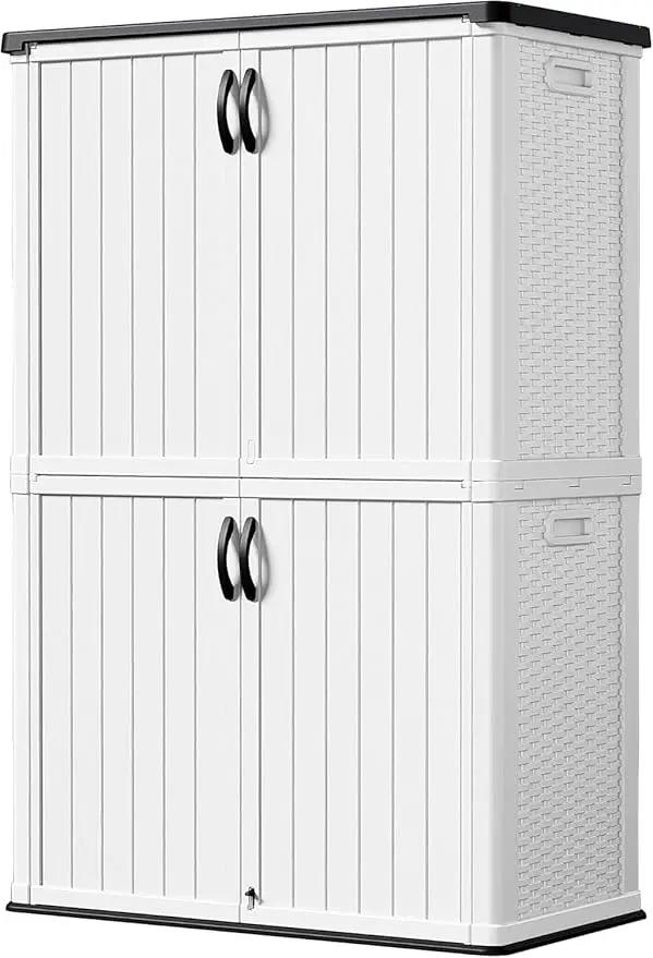 Devoko 50 Cu Ft Outdoor Storage Cabinet - Waterproof Vertical Shed for Patio, Garden & Deck, Heavy-Duty Tool Storage Box for Cushions, Accessories & Equipment, Durable & Weather-Resistant (White) by GreenHaven Gardens