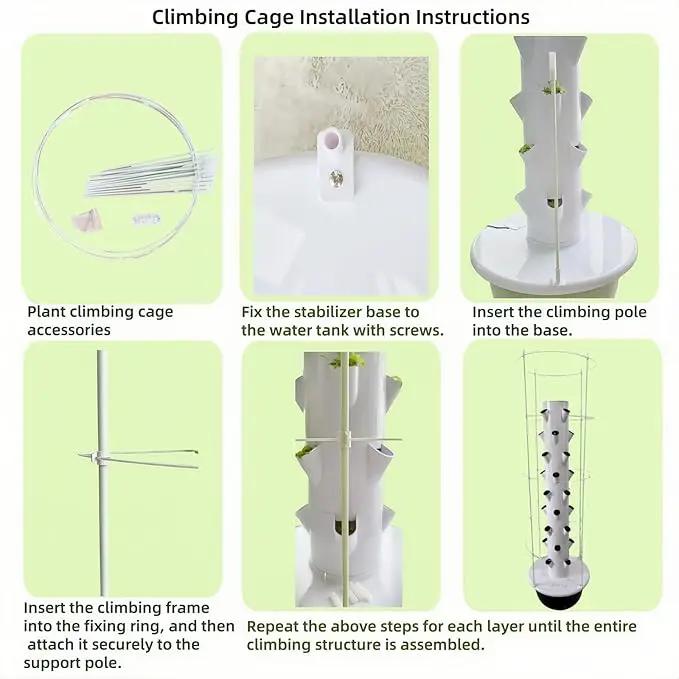 Hydroponic System Kit, Hydroponic Vertical Garden, Lettuce & Herb Starter Kit, with 36 Plant Holes, 9-Tier Indoor Outdoor Growing Tower with Climbing Trellis and Timer by GreenHaven Gardens