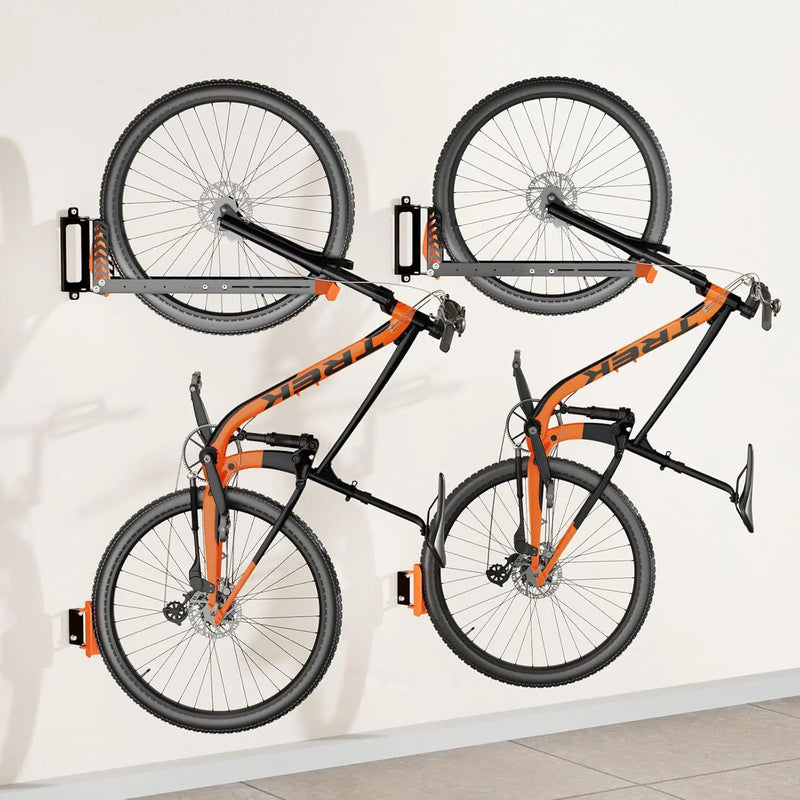 2-Pack Swivel Bike Rack Wall Mount, Bike Hangers for Garage, Space-Saving Vertical Bike Holder, Holds up to 77 lbs, Bicycle Wall Hanger Storage, No Heavy Lifting Required Indoor Hanging Bike Rack by GreenHaven Gardens