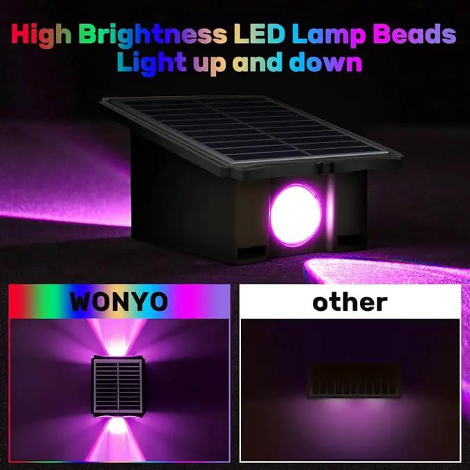 2LEDs Multi-Color Solar Wall Lights, Up and Down Lighting Solar Outdoor Light Waterproof IP65, Solar Fence Light for Yard Garden Garage (4 Pack) by GreenHaven Gardens