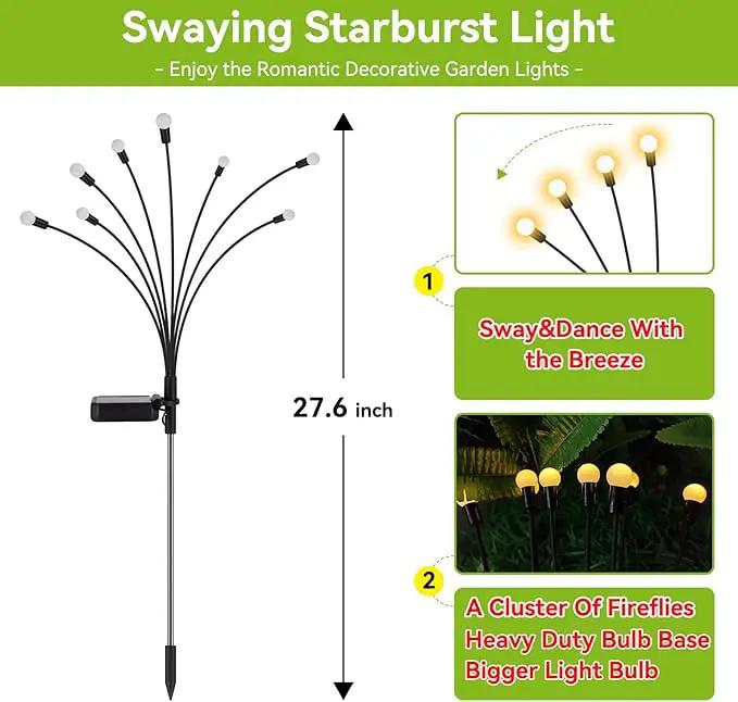 Solar Garden Lights Outdoor Waterproof, 6 Pack 48 LED Decorative Swaying Lights, Solar Firefly Light Outdoor Decor for Garden Gifts for Pathway Party Christmas, Warm White by GreenHaven Gardens