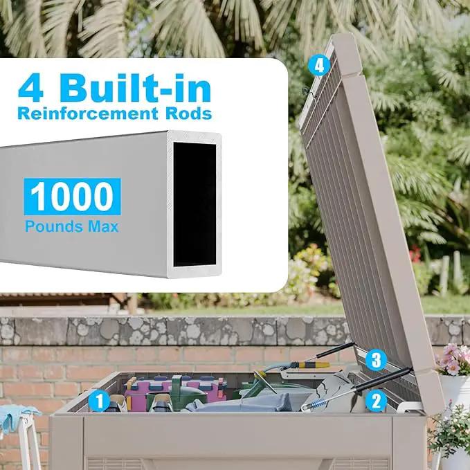260 Gallon Waterproof Outdoor Storage Box,Large Resin Deck Box,Lockable Outside Storage Box Container for Patio Furniure,Garden,Tools (260 Gallon,Grey) by GreenHaven Gardens