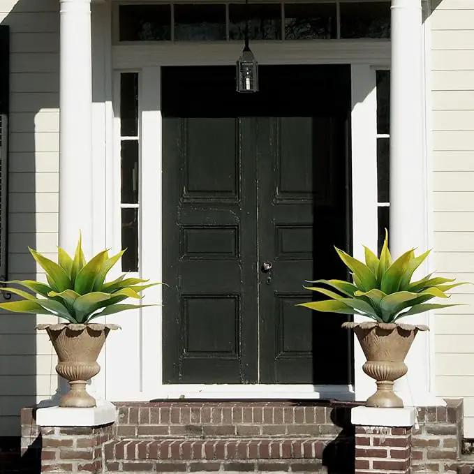 Artificial Agave Plants,Large UV Resistant Fake Agave Planters for Indoor and Outdoor Decorating Tropical Plant Succulents Greenery Indoor Decor (2Pack,22" Yellow) by GreenHaven Gardens