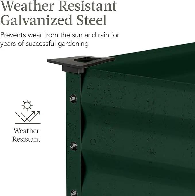 Best Choice Products 48x24x30in Galvanized Raised Garden Bed, Metal Elevated Planter Box, Vegetable Garden for Backyard, Patio, Balcony - Dark Green by GreenHaven Gardens