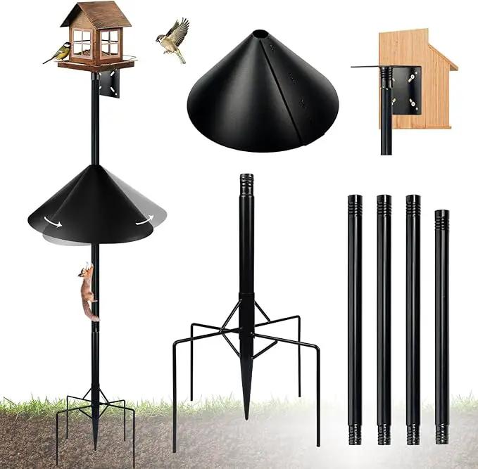 Bird Feeder Pole for Outdoors, 74.5 Inch Tall with 1-Inch Heavy Duty Steel Tube, 18 Inch Squirrel Baffle, 5-Prong Base, Adjustable Feeding Station for Bird feeders for Outdoors birdbath by GreenHaven Gardens