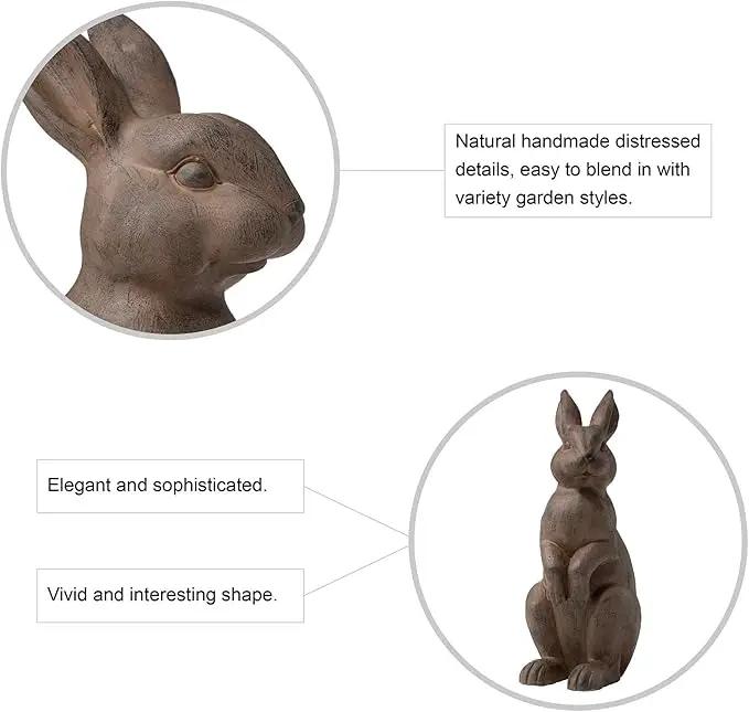 Glitzhome Rabbit Garden Statue Outdoor Standing Bunny Sculpture Lawn Decor, 22.75 Inch, Bronze by GreenHaven Gardens