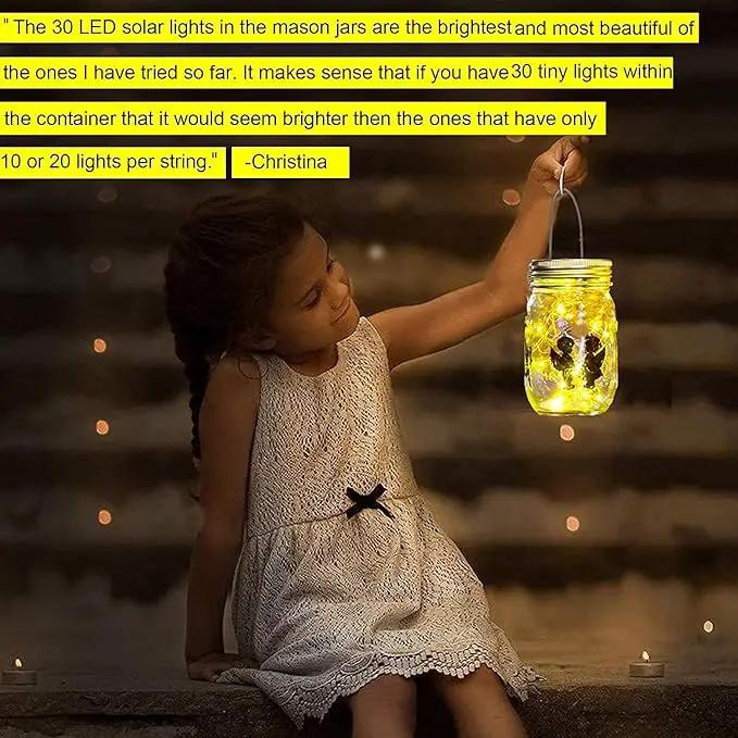 Solar Mason Jar Lid Lights 12 Pack 30 LED Firefly Fairy String Lights, Waterproof Outdoor Solar Lights with Hangers for Regular Mouth Jars (No Jars Included) by GreenHaven Gardens