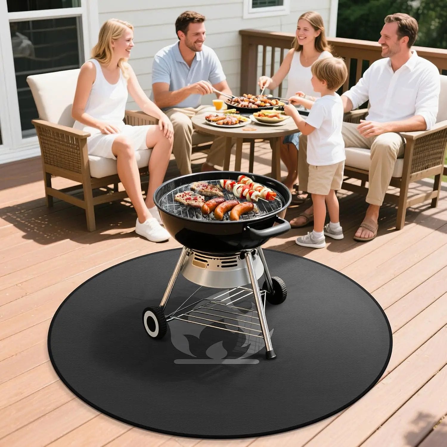 48" Fire Pit Mat for Solo Stove Bonfire: Round Fireproof Under Grill Mat Heat Insulated Indoor Fireplace Pad Protector for Decks, Patios, Grass, BBQ Smoker, Portable Reusable Oil-Proof and Waterproof by GreenHaven Gardens