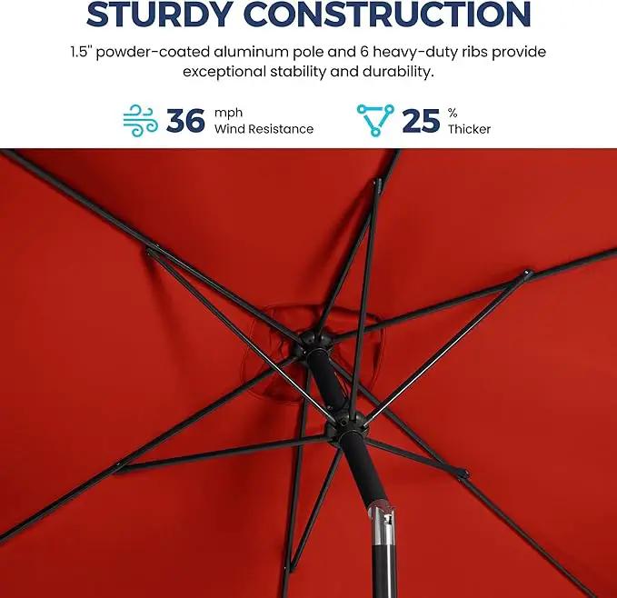 SUNVIVI OUTDOOR Patio Umbrella, 6.5' x 10' Rectangular Patio Umbrella, Metal Pole Square Outdoor Umbrella with Crank and Push Button Tilt, 6 Steel Ribs, Polyester Canopy by GreenHaven Gardens