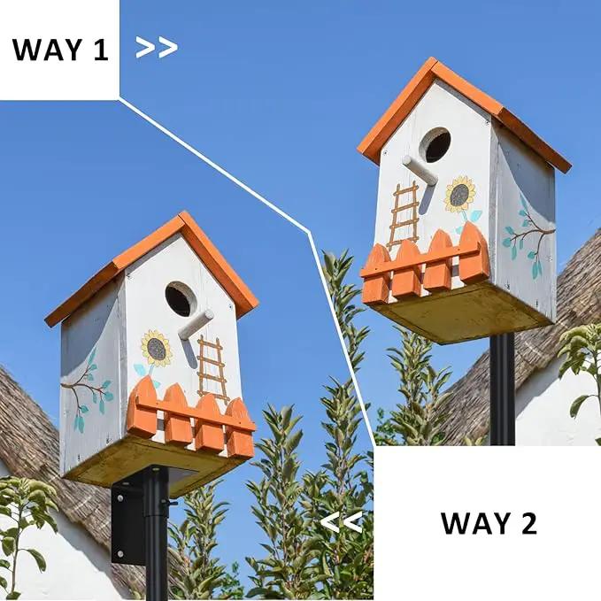 ERYTLLY Bird House Pole Mount Kit 96 Inch - Adjustable Hummingbird Bird Feeder Post Support Rod Universal Stand Set with 5 Prongs for Outdoor, Yard, Garden Decor, Black by GreenHaven Gardens
