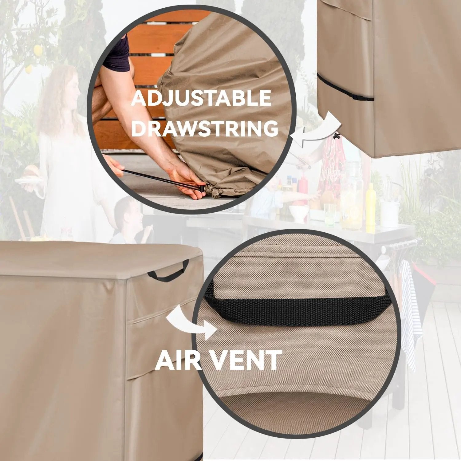 Outdoor Dining Cart Cover - Heavy Duty Waterproof Cover for Royal Gourmet Cart Flattop Worktable, Coverage Includes Outdoor Utility Cart,Tabletop Griddle and Propane Tank.Khaki by GreenHaven Gardens