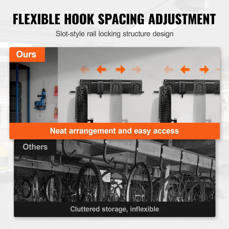 VEVOR Bike Storage Rack, 6 Bike Racks and 3 Helmets Hooks, Wall Mount Bike Storage Hanger, Home & Garage Organizer, Customizable for Various Bike Sizes, Adjustable Holder, Holds Up to 300 lbs, 48-inch by GreenHaven Gardens