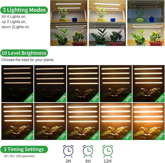 LED Plant Growing lamp, 3000K Full Spectrum Grow Light Strips for Indoor Plants with 3/9/12H Timer & 10 Dimmable Levels, Led Growth Light for Green House Hydroponics Succulent by GreenHaven Gardens