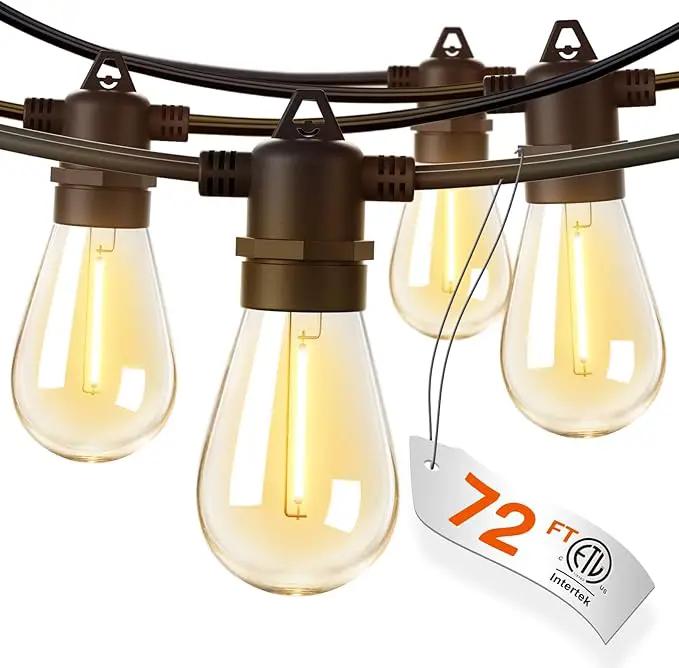 addlon 72FT(2-Pack*36FT) LED Outdoor String Lights with 24 Edison Vintage Shatterproof Bulbs, Commercial Grade Patio Lights, IP65 Waterproof for Balcony, Backyard and Garden, Warm White by GreenHaven Gardens
