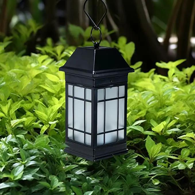 14" Solar Lantern Outdoor Waterproof, Glass Flickering Flame Solar Lanterns, Hanging Metal Lantern Decorative for Patio Front Porch Garden Backyard Tabletop Mothers Day Gifts Mom by GreenHaven Gardens