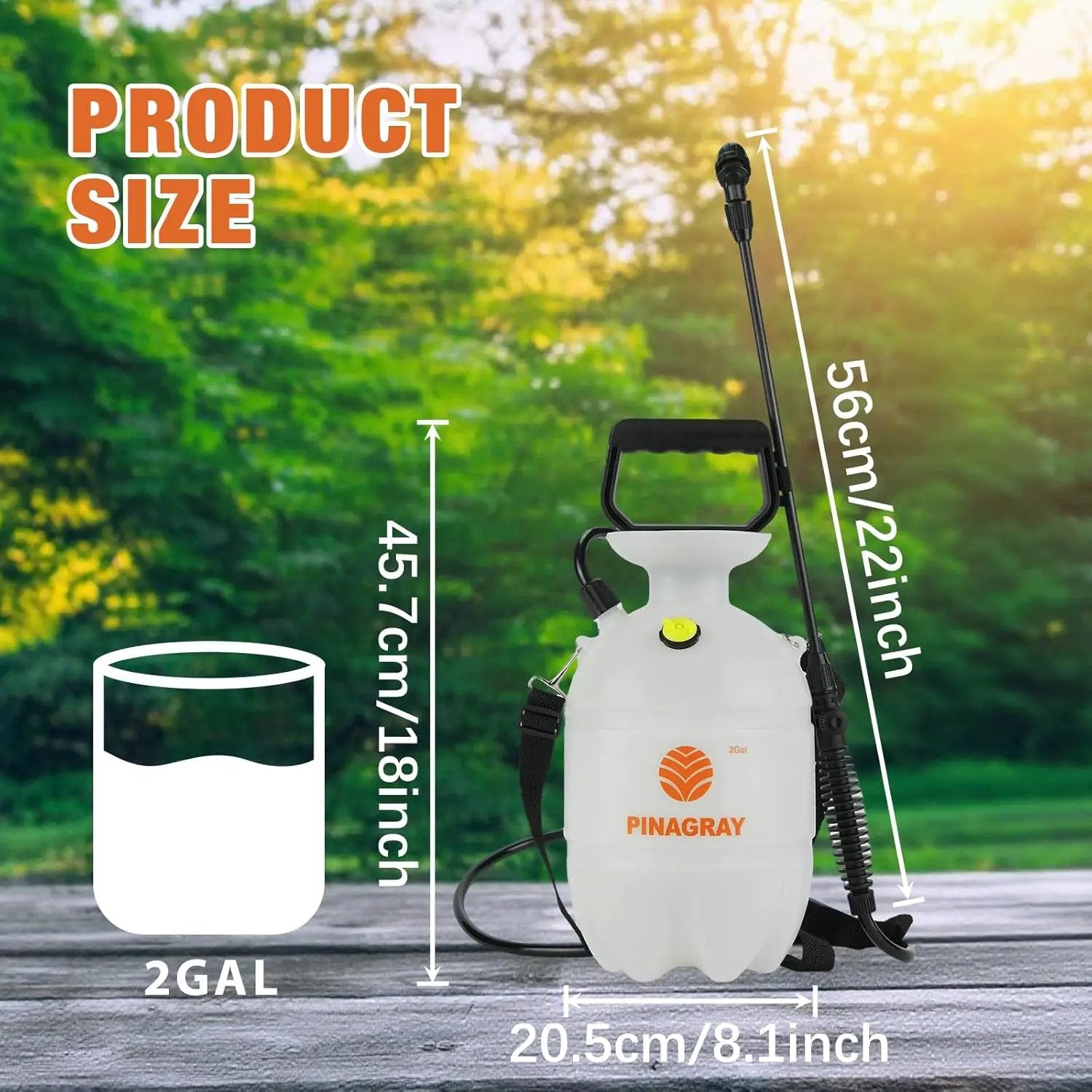 2Gallon/7.56L Pressure Sprayer - Multi-Use Pump Mister for Garden, Lawn & Home with 2 Nozzles, Shoulder Strap & Gloves - Ideal as Weed, Plant & Water Sprayer by GreenHaven Gardens