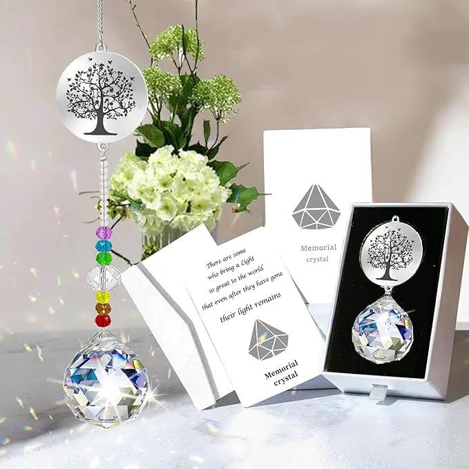 Memorial Gifts Crystal Suncatcher,Unique Sympathy Gifts for Loss of Loved One,Rainbow Maker Bereavement Gifts Box for Loss of Father Mom Dad Son Daughter Husband Brother Grandmother (Tree) by GreenHaven Gardens