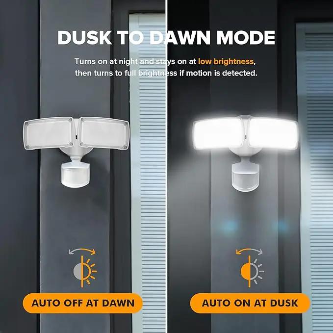 LUTEC 38W 3500 Lumen LED Motion Activated Integrated Dual-Head Floodlight Outdoor with Motion Sensor, 5000K Daylight, Dusk to Dawn, Exterior Security Wall Light for Patio, Garden, Yard(White) by GreenHaven Gardens