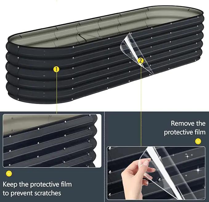 Kesfitt Galvanized Raised Garden Bed Kit,18" Tall 7-in-1 Outdoor Metal Planter Boxes with Safety Edging,8×2×1.5FT Modular Large Steel Raised Beds for Gardening Vegetables Fruits Flower by GreenHaven Gardens