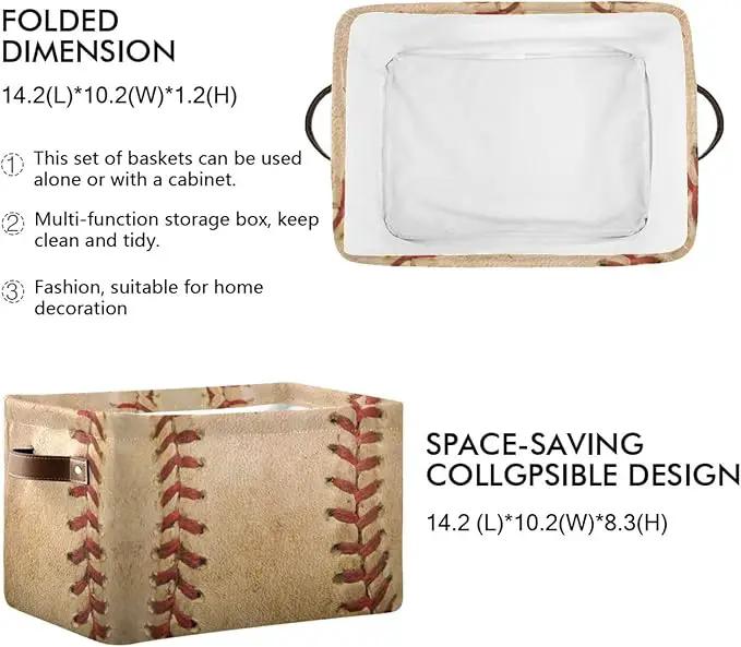Baseball Rectangular Storage Basket Organizer Bin Shelf Baskets For Home Office Dorm by GreenHaven Gardens
