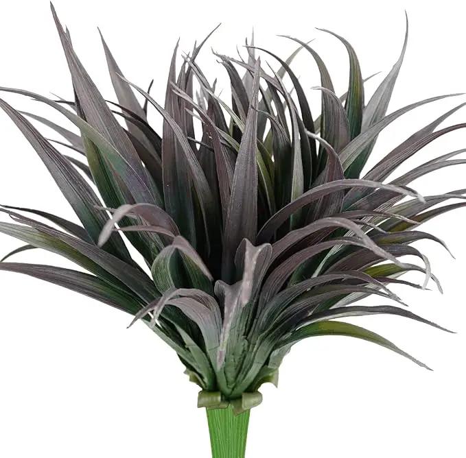 6Pcs Artificial Grass Fake Plants 17.3in Outdoor Plants UV Resistant Faux Greenery Stems Fake Grass for Home Window Garden Office Patio Pathway Front Porch Halloween Décor Green & Black by GreenHaven Gardens