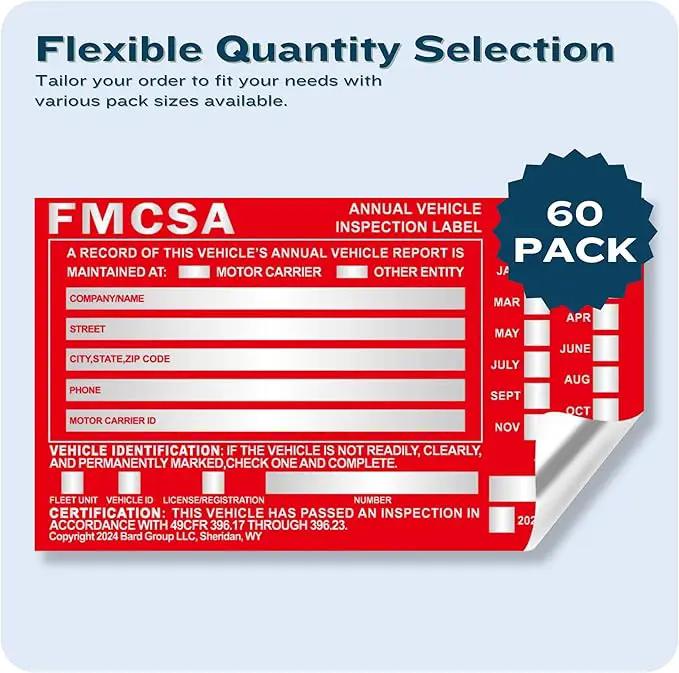 40-Pack DOT Compliant Aluminum Annual Vehicle Inspection Label – Red FMCSA Label with Punch Boxes by GreenHaven Gardens
