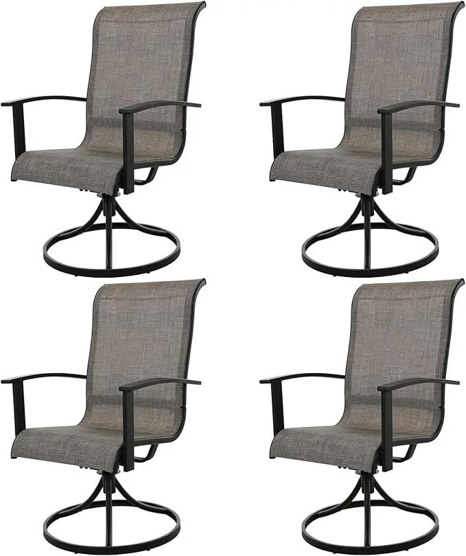 Grand patio Outdoor Swivel Dining Chairs 4-Piece Patio Dining Chairs Set Mesh Sling Patio High Back Swivel Rockers, Mixed Coffee by GreenHaven Gardens