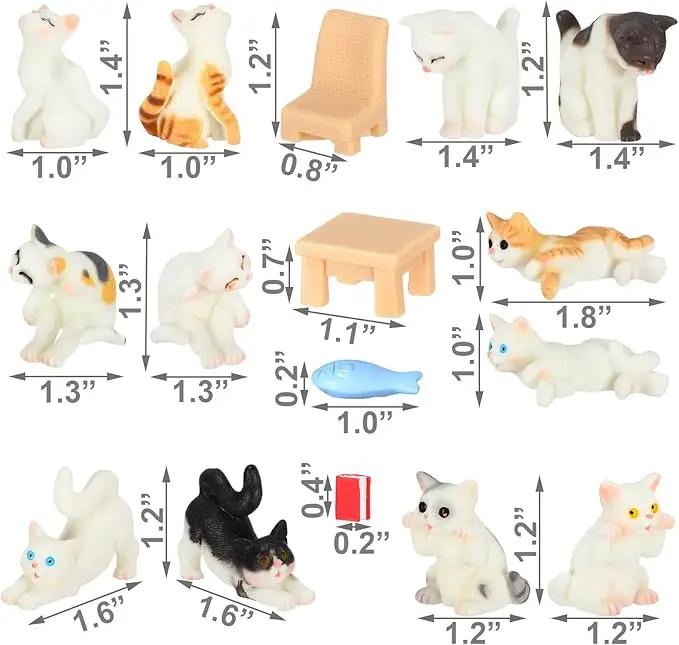 CLYTTE Miniature Cat Figurines for Cat Lovers, Lovely Cute Small Cat Figures Decor, Fairy Garden Tiny Kitten Statue Set Succulent, Mini Terrarium Animal Statues Ornaments for Home Decoration by GreenHaven Gardens
