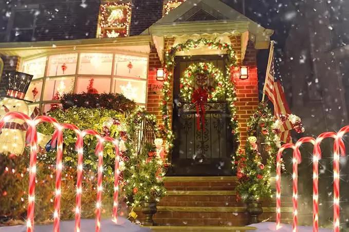 COOLWUFAN 28" Christmas Candy Cane Pathway Markers, Set of 12 Pack Christmas Outdoor Decorations Pathway Lights with 72 Warm Lights for Christmas Holiday Party Walkway Patio Garden Yard Lawn Decor by GreenHaven Gardens
