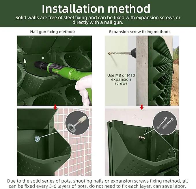 Self Watering Wall Mounted Vertical Planter, 36 Pots Wall Planter Indoor Vertical Living Green Plant Wall Easy Installation (Green with Timing System) by GreenHaven Gardens