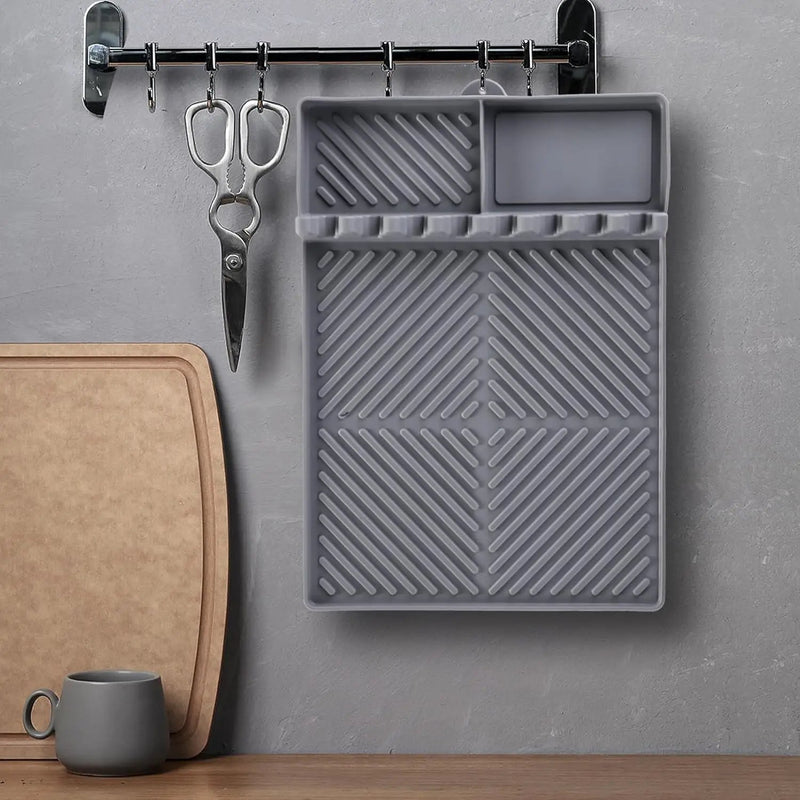 Griddle Mat Barbeque Grill Accessories Tools for Blackstone, Side Shelf Mat Grill Pad for Outdoor Grill Kitchen Counter Spatula Silicone Mat with Drip Pad for Kitchen, Cooking, Countertop (Grey) by GreenHaven Gardens