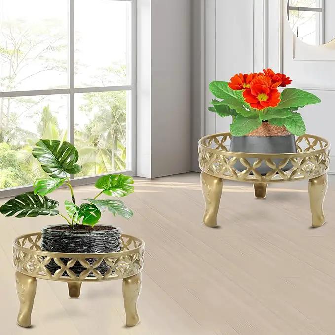 2 Pack Plant Stand, Anti-Rust Planter Stands for Indoor Plants, Metal Plant Stands Outdoor, Round Flower Pot Stands for Multiple Plants, Display Shelves Potted Plant Holders for Garden Patio by GreenHaven Gardens