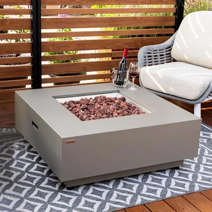 Ashton 36” Propane Fire Pit Smokeless Firepit Outdoor Gas Fire Pit for Outside Patio Firepit Table Includes Rain Cover Converter Kit Lava Rocks Lid CSA Certified by GreenHaven Gardens
