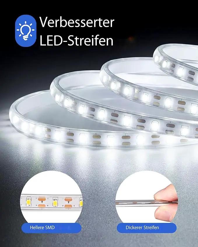 32.8FT 600LED Solar LED Strip Lights Outdoor, Outdoor String Lights Waterproof, 8 Modes Solar Rope Lights with Remote for Step, Stair, Deck, Fence, Patio,Yard Decor (Cool White, 32.8 FT) by GreenHaven Gardens