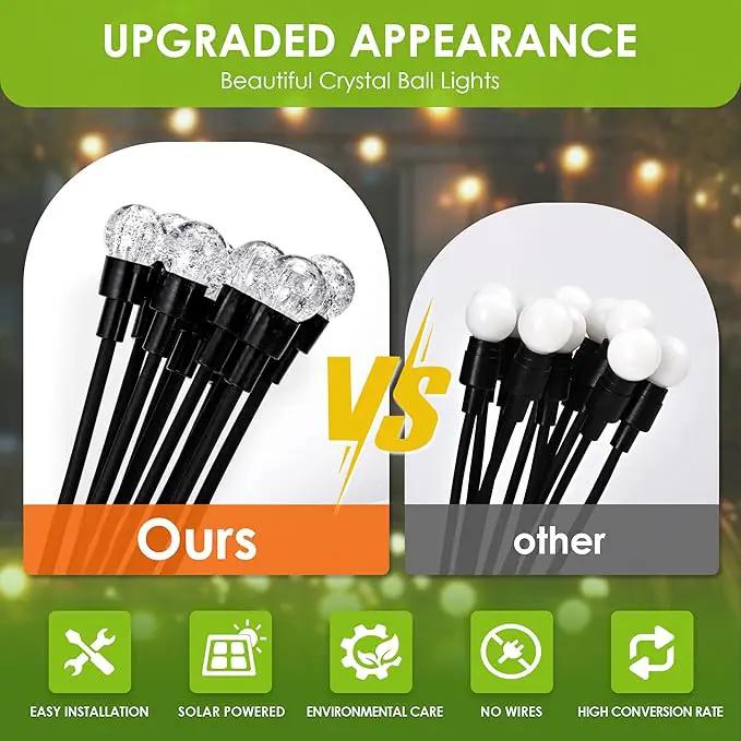 10 LED Solar Garden Lights, 6 Pack Solar Firefly Lights Outdoor Waterproof, Solar Crystal Ball Swaying Lights, Firefly Garden Lights Solar Outdoor (Warm White) by GreenHaven Gardens