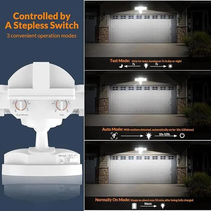 LEPOWER 1600LM LED Solar Security Lights Motion Outdoor, Motion Sensor Light, 5500K White Light, IP65 Waterproof Outdoor Flood Solar Light with 3 Adjustable Head for Yard, Garage（White） by GreenHaven Gardens