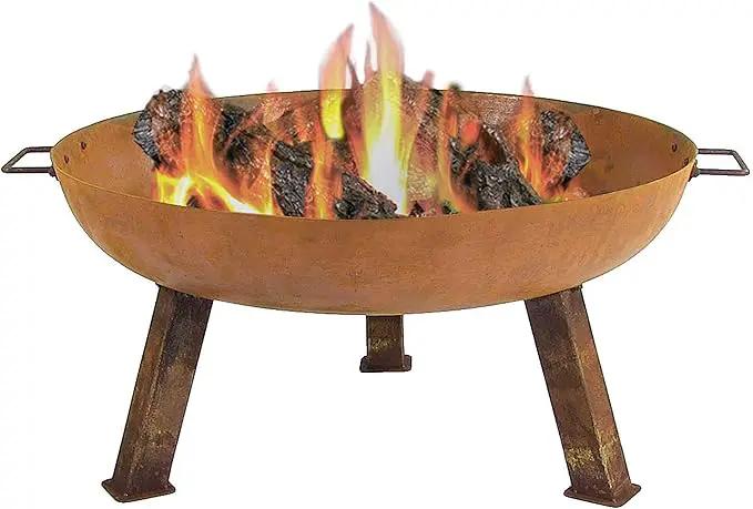 Sunnydaze 30-Inch Cast Iron Heavy-Duty Fire Pit for Outside - Wood-Burning Outdoor Fire Pit Bowl with Handles - Oxidized Finish by GreenHaven Gardens