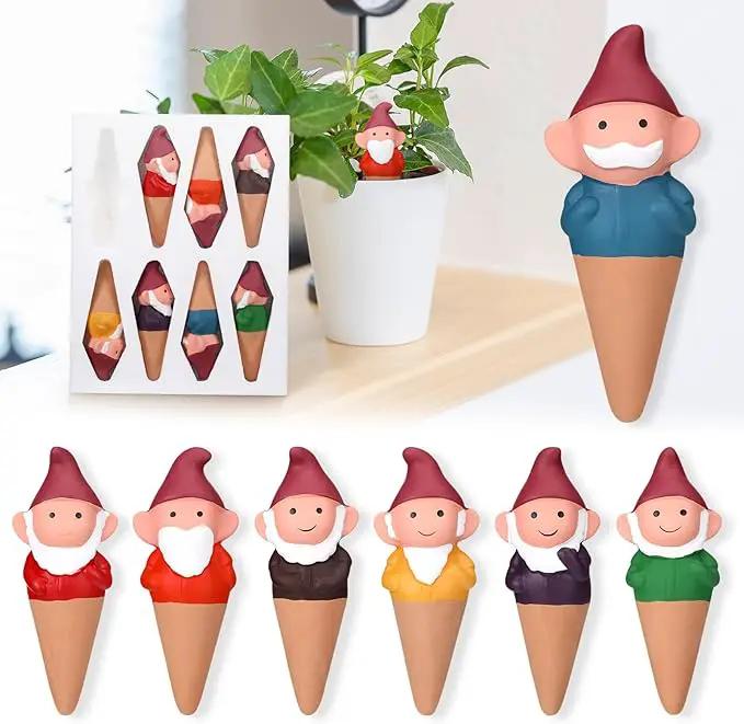 7 Pcs 3.4 Fl oz Terracotta Self Watering Spikes Cute Gnomes Auto Water Planter Insert Small Watering Globes Slow Vacation Waterer Devices Indoor Outdoor House Plant Accessories by GreenHaven Gardens