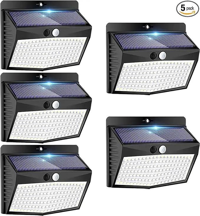 Solar Outdoor Lights - 138 LED/5 Packs Solar Motion Sensor Security Lights with 3 Lighting Modes for Garden, Fence, Yard, Deck, Garage by GreenHaven Gardens