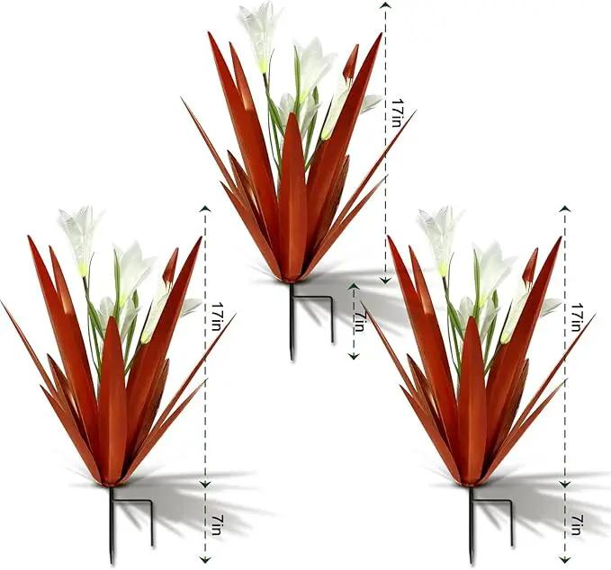 Homight Metal Agave Plant Outdoor Decoration Outdoor Garden Decoration Lily Mexican Yard Art Plant Garden Agave Lily Decorative Garden Gift… (3 Big White Lilies) by GreenHaven Gardens