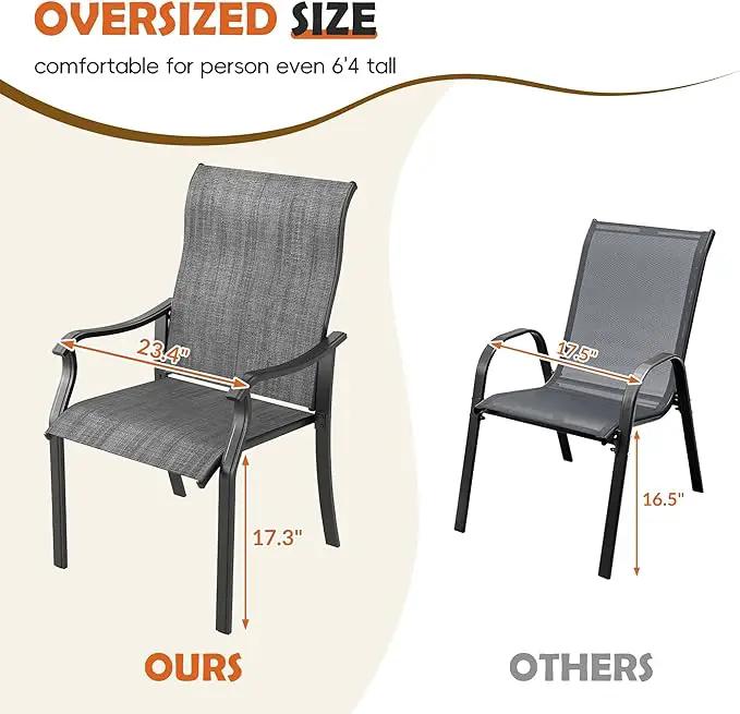 UDPATIO Patio Dining Chairs Set of 6, High Back Wide Seat Outdoor Furniture Chairs with All Weather Breathable Textilene, for Lawn Garden Backyard, Dark Grey by GreenHaven Gardens