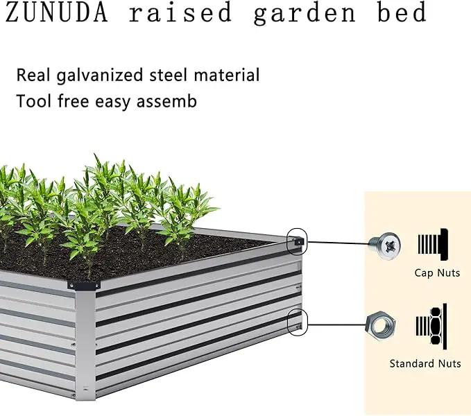 Galvanized Raised Garden Bed,2 Pcs 12×2×1FT Metal Planting Box for Outdoor Vegetable, Herb,Planter Gardening (Silver) by GreenHaven Gardens