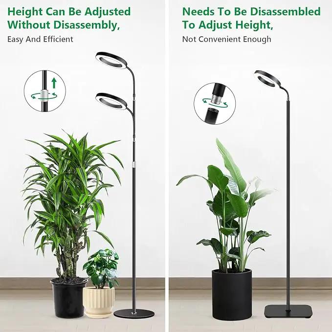 Grow Lights for Indoor Plants, Full Spectrum Floor Standing Plant Lights with 68" Stand for Growing Large Tall Plants, Black Halo LED Plant Grow Light with 6/12/16H Timer by GreenHaven Gardens