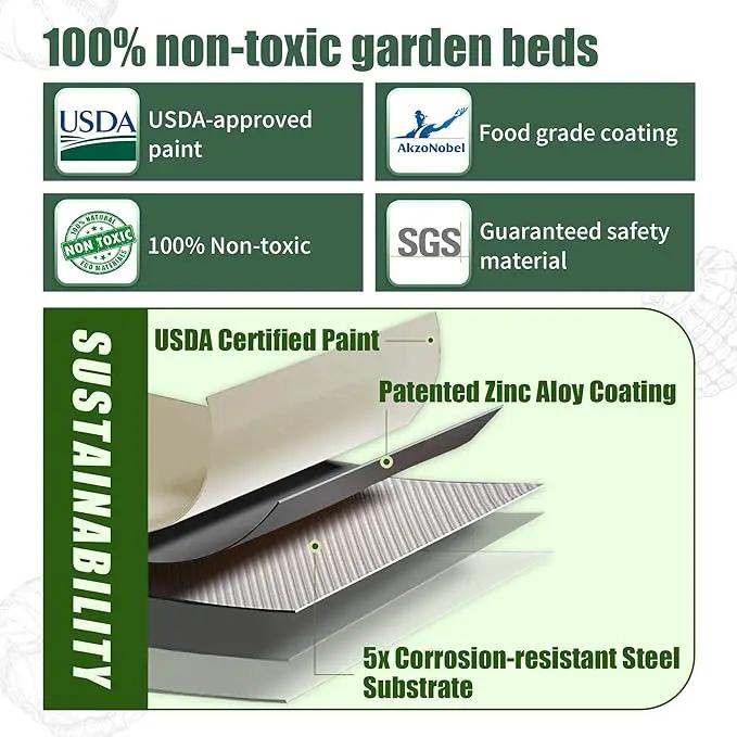 Raised Garden Bed 5x2x1.4 Ft Planter Box Outdoor with Rubber Edge Zinc-Aluminum-Magnesium Stainless Steel Durable Metal Garden Beds Kit for Vegetables, Flowers, Herbs and Succulents（Ivory） by GreenHaven Gardens