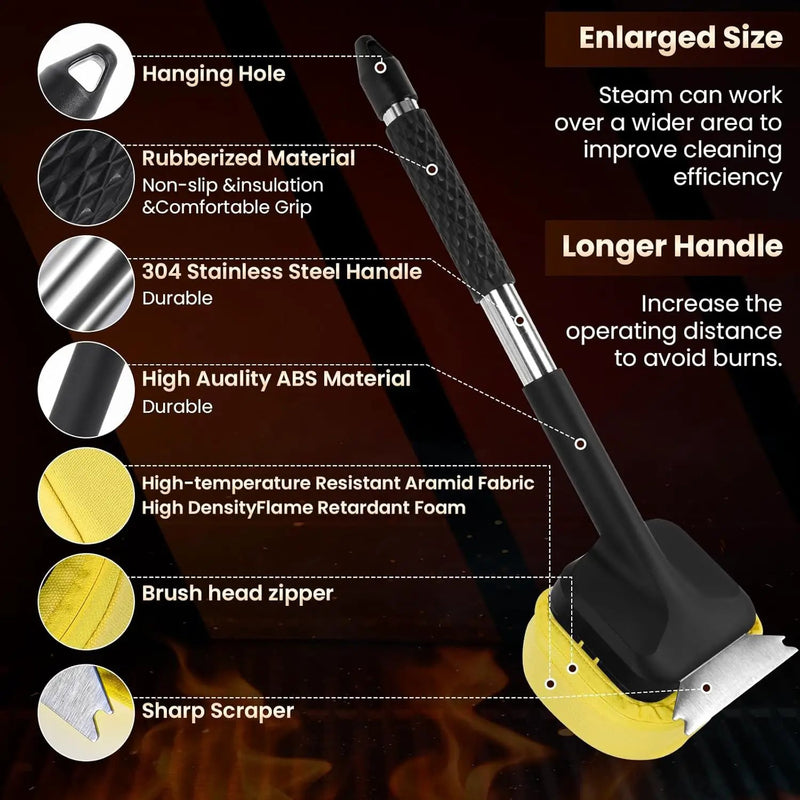 1x Steam Grill Brush for Outdoor Sponge Grill-Steam Grill Cheaning Scraper BBQ Brush-BBQ Accessory Grill Tools Heavy Duty Brush for Grill Cleaning Scraper + Bristle Free Grill Brushs for Any Grill by GreenHaven Gardens